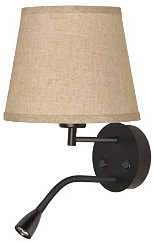 BarcelonaLED Applique murale LED E27 avec spot de lecture orientable 3 W Écran textile Interrupteur pour chambre, tête de lit, salon