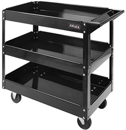 JOMAFA Carro DE Taller para Herramientas 3 BANDEJAS Profesional con Ruedas, Color Negro