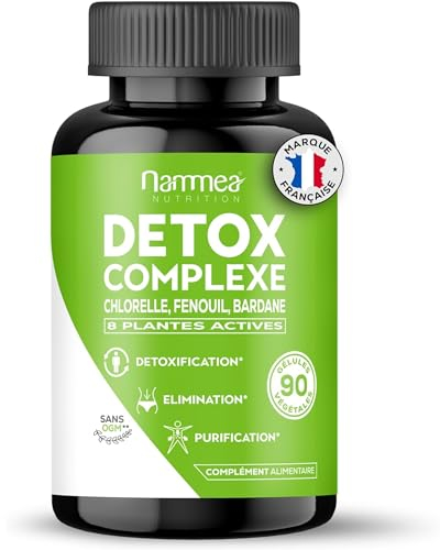Detox puissant & rapide foie reins côlon-Draineur-Détoxifiant-Diurétique-Laxatif-Coupe faim minceur perte de poids-Brûle graisse-Chardon Marie-Bardane-Certifié BIO-90 gélules