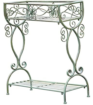 Support De Fleurs À Double Couche Rétro En Fer Forgé Extérieur Jardinière Décorative En Pot Succulente De Balcon Support De Plante Verte De Cour Support De Rangement En Fer