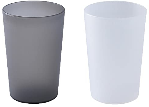 RabyLeo Badezimmer 2-teiliger Zahnputzbecher für Zuhause, tragbar, klein, stapelbar, einfacher Zahnputzbecher, 300 ml, großes Fassungsvermögen (durchscheinend-Schwarz & Weiß)