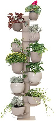 ALUBOX HYDRA Porta Piante Da Esterno E Interno A Colonna Autoportante 167X49X30 Cm Porta Vasi Da Interno E Esterno Con Telaio In Alluminio E 10 Mensole In Lamiera Zincata 15,2 Kg (SABBIA)