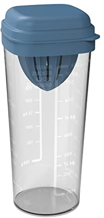 Rotho 1043206161 Loft Shaker med olika tillbehör och skala, livsmedelssäker plast (PP) BPA-fri, blå/transparent, 1 l