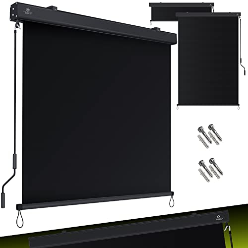 KESSER® Senkrechtmarkise 180x250cm Außenrollo Handkurbelmechanismus Balkonrollo Sonnen-und Sichtschutz Beschattung Sonnenschutz mit Kurbel Markisenkasten Balkon & Terrasse inkl Montageset & Abdeckung