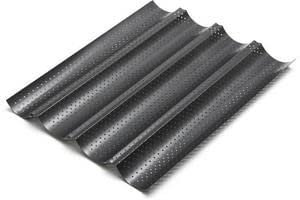 TECH DISCOUNT Cuisson Moule Baguette Pains Français Anti Collage Forme Vague Noir Non Adhésif Système de Perforation Non Toxique Professionnel