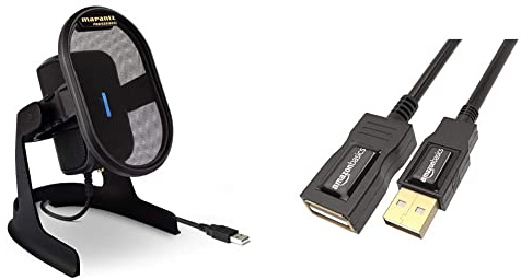 Marantz Professional Umpire – USB-Mikrofon für Aufnahmen, Podcasts, Streaming und Gaming & Amazon Basics 7GV4 USB 2.0 A-Stecker auf A-Buchse Verlängerungskabel (1 m), Schwarz