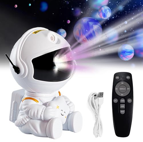 HNCOWPTU Astronaut Space Projector, Astronaut Galaxy Night Light Projector with 8 Modes, 7 Colors Nebula Light for Bedroom, Room Decor, Birthday, Party, Decoration (Guitar, White)