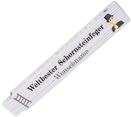 Zollstock – Weltbester Schornsteinfeger - personalisiert mit Namen - Glieder-Maßstab mit Wunsch-Namen - Meterstab individuell bedruckt