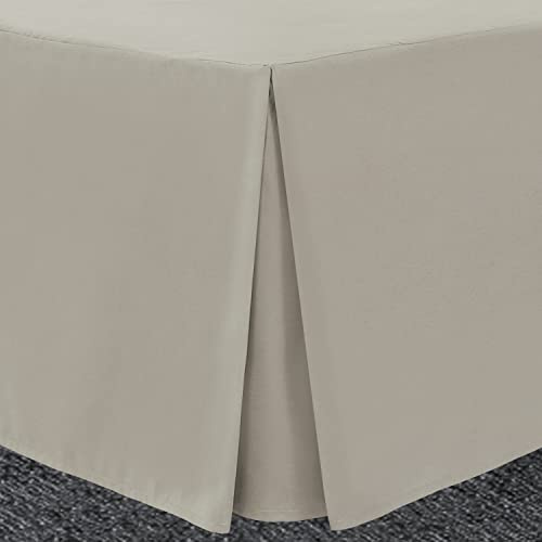 Bronwen Mathew Box Pleated Base Valance Sheet King Size Bed Fitted Valance Sheets, Microfiber Soft Brushed Easy Care Non Iron (King, Linen)