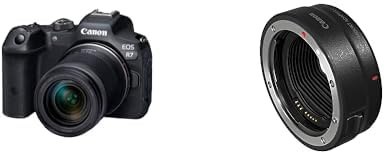 Canon EOS R7 Appareil Photo + Objectif RF-S 18-150 mm F3.5-6.3 is STM (Appareil Photo Hybride, Enregistrement vidéo 4K/30p, jusqu'à 15 IPS, WLAN) Noir & Bague d'adaptation EF - EOS R - Noir