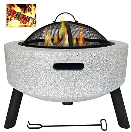 ZAANU Feuerstellen für den Außenbereich, Tischfeuerstelle, Außenheizungen und Feuerstelle, Grillschale, Hinterhof, Terrasse, Gartenkamin mit Grillrost