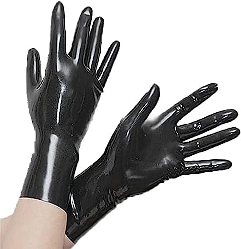 Kurze Latexhandschuhe, 0,4 Mm Dick, Mit Flachen Kanten, Club-Partykleidung, Kostüm Für Catsuit-Kleid,Rot,Klein