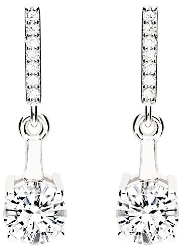 LÖB Damen Ohrringe Hängend 925 Sterling Silber mit Zirkonia Strass Stein Anhänger Lange Ohrstecker Ohrhänger Brautschmuck