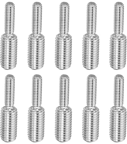 PATIKIL M6x1 a M10x1.5 Doppio Estremità Filettata Perno Vite Bullone, 10pz 304 Inossidabile Acciaio Asta Bulloni Filettatura Riduttore Adattatore per Mobili Ferramenta, 40mm Lungo
