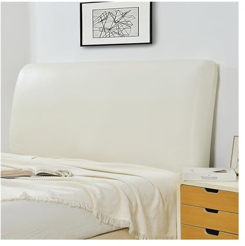 Bett Kopfteil Abdeckung Wasserdichter Kunstleder-Kopfteilbezug, elastischer All-Inclusive-Schutz for Bett, Kopf und Rückenlehne, Staubschutz (Color : White, Size : 180x75cm)