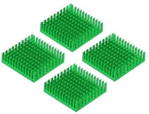 QUARKZMAN 4Stk 40x40x11mm Kühlkörper Aluminium Kühler Kühlkörper Kühlung mit Thermal Blau Aufkleber für Chip CPU Transistor FET IC Verstärker Grün