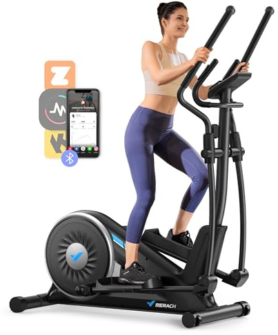 MERACH Elliptical Exercise Machine for Home Use, Elliptical Machine with Hyper-Quiet Magnetic Drive System, 16-Level Resistance Adjustment, 15.5IN Stride, 351LBS Loading Capacity, MERACH App