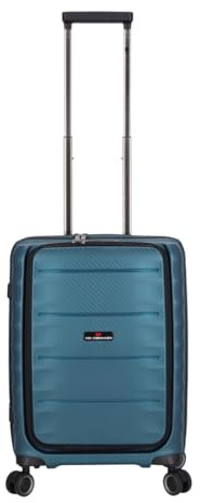 Von Cronshagen Reisetrolley Balto | Stabiler Hartschalen Koffer in verschiedenen Größen | 4 leichtlaufende Doppelrollen | 3-stelliges TSA-Zahlenschloss (Petrol, S- Handgepäck Vortasche 55cm)