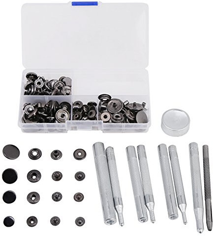 ANKROYU 40 Sets Druckknopf-Druckknöpfe, Metall-Kleidungs-Druckknopf-Set, Leder-Druckknopf-Set, Verschluss, Leder-Jeans-Zubehör, Basis-Werkzeuge Mit Koffer(B)