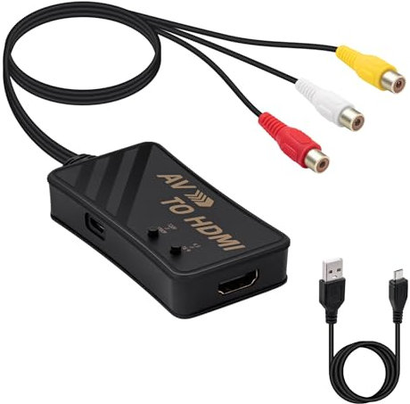 Mcbazel RCA to HDMI Converter, AV to HDMI Converter, Composite CVBS AV to HDMI Video Audio Converter Adapter 1080P for Wii/PS2/PS3/N64/GC/Xbox VHS/VCR/Blue-Ray DVD Players