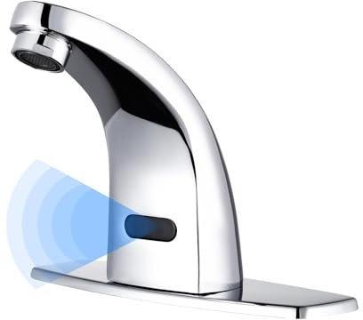 iVIGA Wasserhahn mit Sensor:infrarot Sensor Wasserhahn Bad Waschtischarmatur Hochdruckarmatur - Waschbecken berührungsloser Wasserhahn Mit Heiß- und Kaltwassermischventil, Chrom