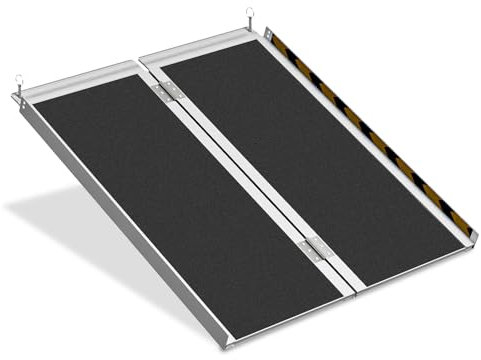 Izrielar Rollstuhlrampe Klappbar 91CM, Rollstuhl Rampe, Aluminium Rollstuhlrampe, rutschfeste Rampe Rollstuhl,Mobile Auffahrschiene Belastbar bis 270kg, Klapprampe fürTreppen,Stufen,Schranken