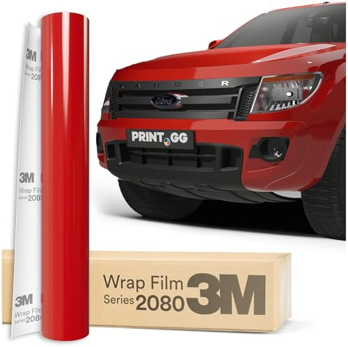 PRINT.GG Auto Folie 3M 2080 Hot Rod Red Glanz G13, 152 x 40 cm | Selbstklebende Car Wrapping Folie | Robuste Lackschutzfolie für Auto, Motorrad, Boot | Autofolie mit Exzellenter Haftung