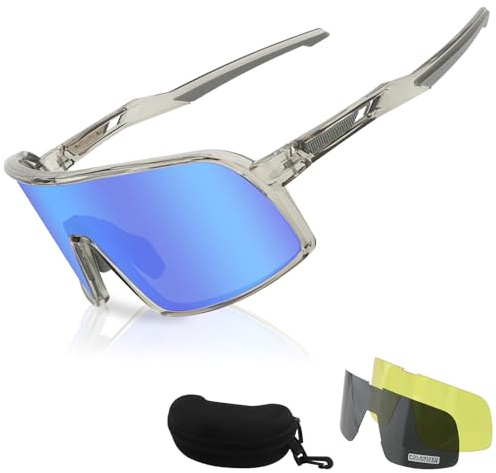 FOCUHUNTER Lunettes de soleil polarisées pour hommes et femmes, lunettes de cyclisme UV400 pour le baseball, la conduite et le, lunettes à 3 lentilles