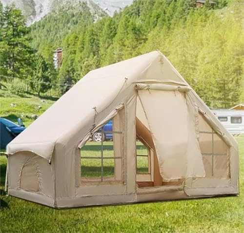 Vakiorn Aufblasbares Campingzelt, 2-4p Tipi Zelt Outdoor mit Luftpumpe & Aufbewahrungstasche, Wasserdichtes Oxford-Tuch Entlüftung Glamping Zelt mit 4 Fenster & 2 Türen, für Rettung Wildnis, Outdoor
