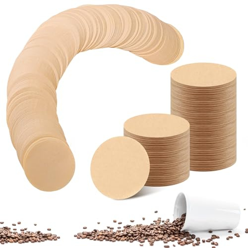 400Pcs Coffee Filters Compatible with Aeropress and Espresso Maker, 73MM | Unbleached, Disposable Round, Natural Wood Pulp, Fine Pore Filtration, Cleaner Taste