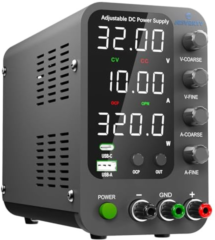 Jesverty supply DC power 0~32V 0~10A Justad Benchna supply med USB & Type-C Snabb充电旋钮, En Kode旋钮, Utslutning, 4 Siffers LED Visare