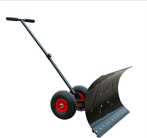 JOCHEN Pala da Neve con Ruote, Pala da Neve con Manico in Alluminio Regolabile, spazzaneve a rulli per la rimozione della Neve, Pala da Neve efficiente con Pala da Neve a Lama Grande
