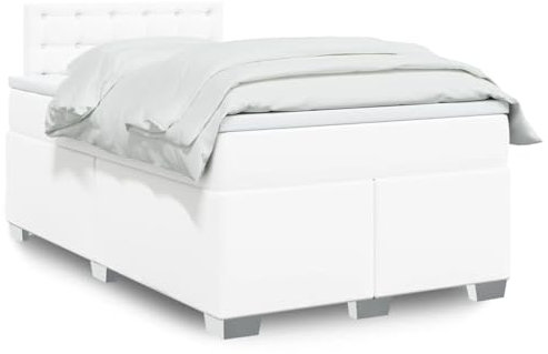 qohoio Boxspringbett mit Matratze Weiß 120x200 cm KunstLED Bett Boxspringbett Bett Mit Matratze Polsterbett Schlafzimmer MöBeler - 3288417