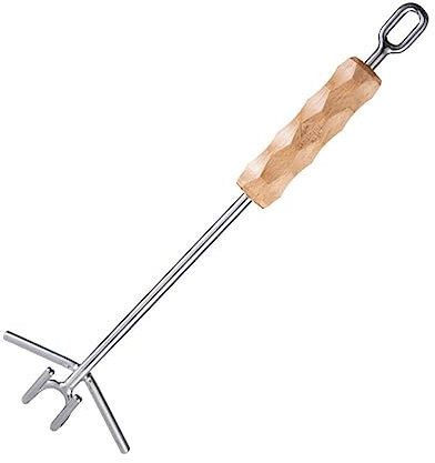 IMIKEYA Outdoor Camping Pot Lid Opener Stainless Steel Double Hooks Long Handle for Cooking Utensils