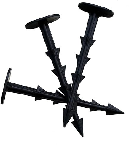 PEGS 6 GROUND sheet GARDEN WEED BARRIER MEMBRANE PINS Pegs FABRIC HOOKS STAPLES FIXINGS 6 Landscape cover Staples Plastic (40, Black)