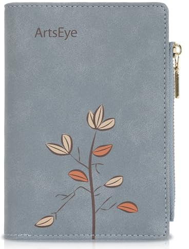 ArtsEye Purses for Women PU Leather Bi-fold Wallet for Women Slim Ladies Purse RFID Blocking (Blue)