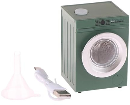 1/12 Scale Dollhouse Electrical Furniture Washing Machine Model Life Scene Laundry Decor Doll Furniture for Bathroom Balcony, Green