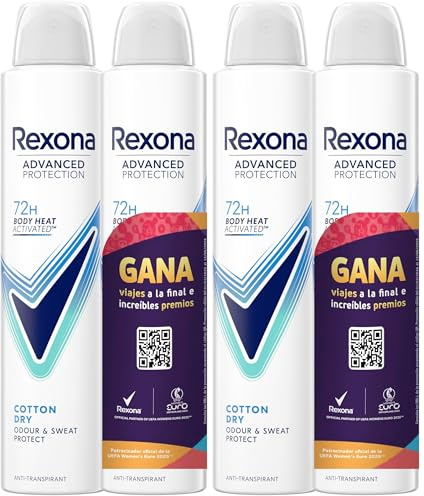 Rexona Desodorante Aerosol Advance Protection Cotton Dry 72h para mujer 2x200ml (Paquete de 2)