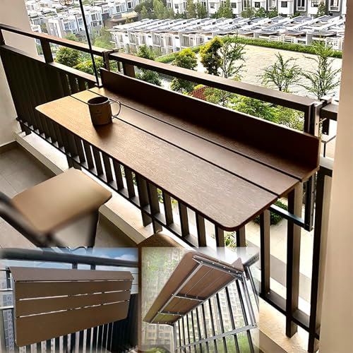 XRRJFYH Balkontisch Klappbar Balkon Tisch Hängend Klapptisch Wetterfest Balkonhängetisch, 5-stufig Höhenverstellbar(120cm/47in)