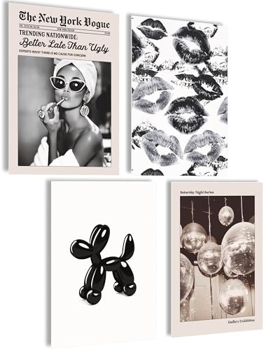 mojoliving Poster Vintage Poster Bilder Küche Wanddeko Wohnzimmer Aesthetic Bilder Set Wandbilder Wohnzimmer (Better Late, Posterset 4x A4 (21x30cm) | ohne Rahmen)