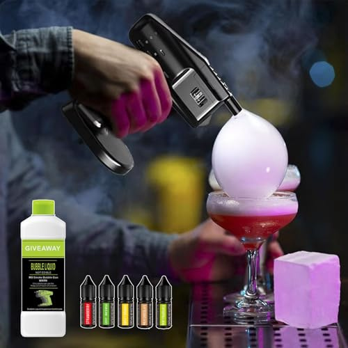 Cocktail-Smoker-Set, Flavor Blaster, mit 300 ml Seifenblasenflüssigkeit und 5 x 10 ml Öl, handgehaltene Räucher-Seifenblasenpistole, USB-Rauch-Infuser, Seifenblasenmaschine for die Molekularküche