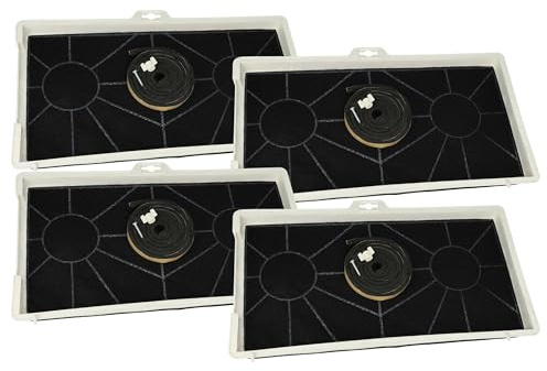 vhbw 4x Filtres à charbon actif compatible avec Neff D5655X0GB/01, D5655X0/07, D5655X1/01, D5655X0GB/02 hotte aspirante + bague de fixation
