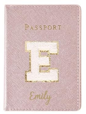 Reisepassinhaber benutzerdefinierte Name Chenille Initial Pässe Abdeckung PU Leder Passport Holder Gepäck Zubehör personalisierte Geschenke für Männer Frauen