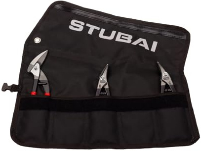 STUBAI Mini-Zangen-Set | 3-teilig in Rolltasche | PVC-isoliert | Mini Durchlaufschere, rechte & linke Blechschere | Kompaktes Profi-Spenglerwerkzeug, griffbereit für präzise Arbeiten & Reparaturen