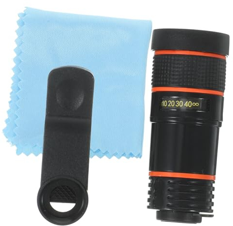 BUGUUYO Lente De Teléfono 8X para Cámara Móvil, Lente Monocular De Enfoque Largo, Profesional y Compacto, Compatible Smartphones, Color Negro, Clip Resistente para Fotografía y Exploración