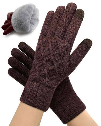 CHENMEI Winterhandschuhe herren damen - Touchscreen Strickhandschuhe mit Fleecefutter,Warme Wollhandschuhe Winter Outdoor,Winter geschenke für Herren und Damen.