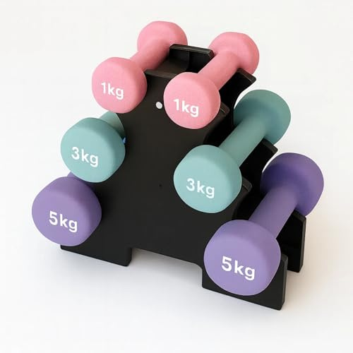 Dumbbells Set – Neoprene Hex Hand Weights with Stand, Anti-Roll & Non-Slip Grip, Free Weights for Men & Women, Home Gym Strength Training & Fitness (18kg)