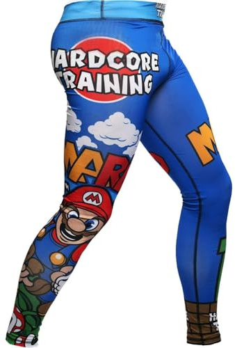 Hardcore Training Men's Compression Pants Kompressionsbyxor Herr Leggings Base Layer Boxing Running Muay Thai MMA No Gi BJJ (DE/NL/SE/PL, Alfa, L, Regelbunden, Regelbunden, Blue Green Yellow)
