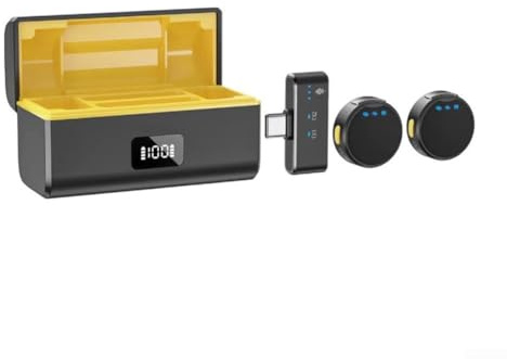 Feeshoppher Trådlöst mikrofonset för DJI Action 5 Pro Action 4 Action 3 Pocket 3 och 360 med genomskinlig ljudinspelning ABS-kropp kompakt storlek för vloggingintervjuer och