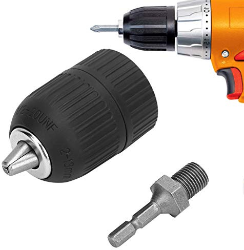 Portabrocas sin llave 2.0 13MM 1/2 20UNF Portabrocas Un adaptador para conexión rápida del controlador de impacto, biela hexagonal de 1/4